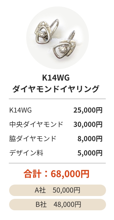 K14WGダイヤモンドイヤリング68,000円