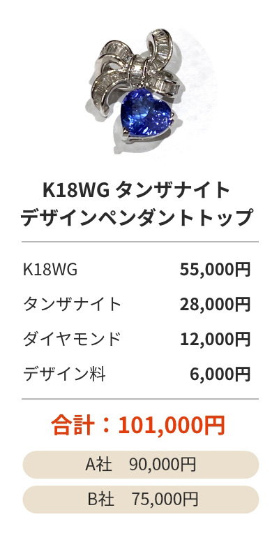 K18WG タンザナイトデザインペンダントトップ101,000円